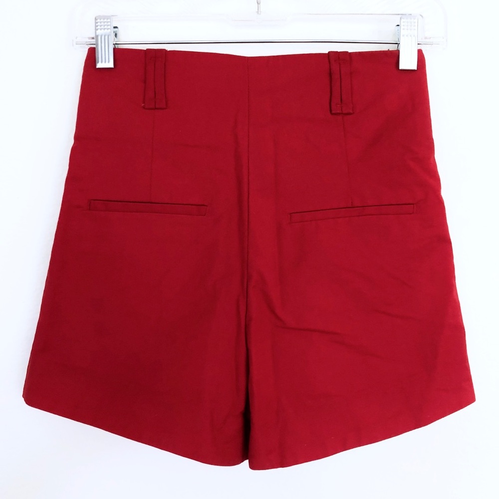 Red Geometric HIGH WAISTED PINUP Retro SHORTS - Picture 5 of 8